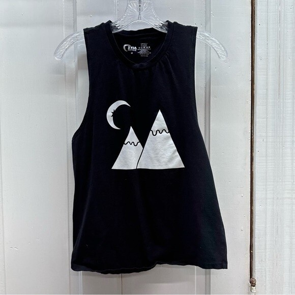 Zyia Active sleeveless black shirt mountains women's medium - Picture 1 of 4